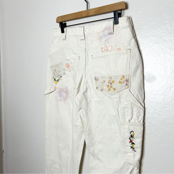 WE THE FREE Free People Love Alive Boyfriend Jeans Patchwork Dye Carpenter Pants - Picture 12 of 13